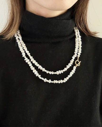淡水パールロングネックレス マンテル