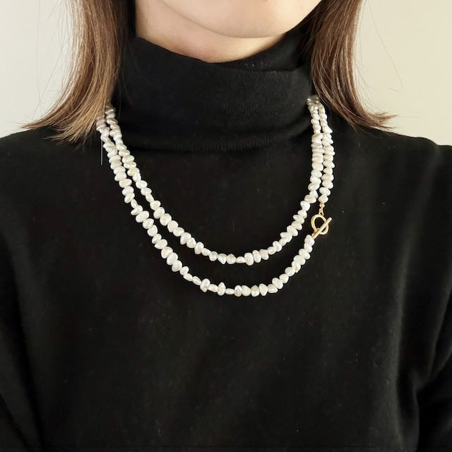 淡水パールロングネックレス マンテル