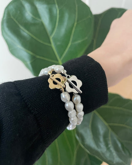 パール ブレスレット フラワー シルバー Ava