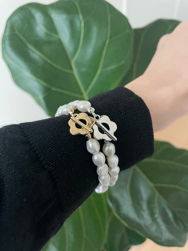 パール ブレスレット フラワー シルバー Ava