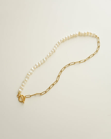 【金属アレルギー対応】淡水パールチェーンネックレスALMA