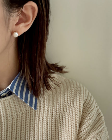 【金属アレルギー対応】淡水パール 一粒ピアス IRIS