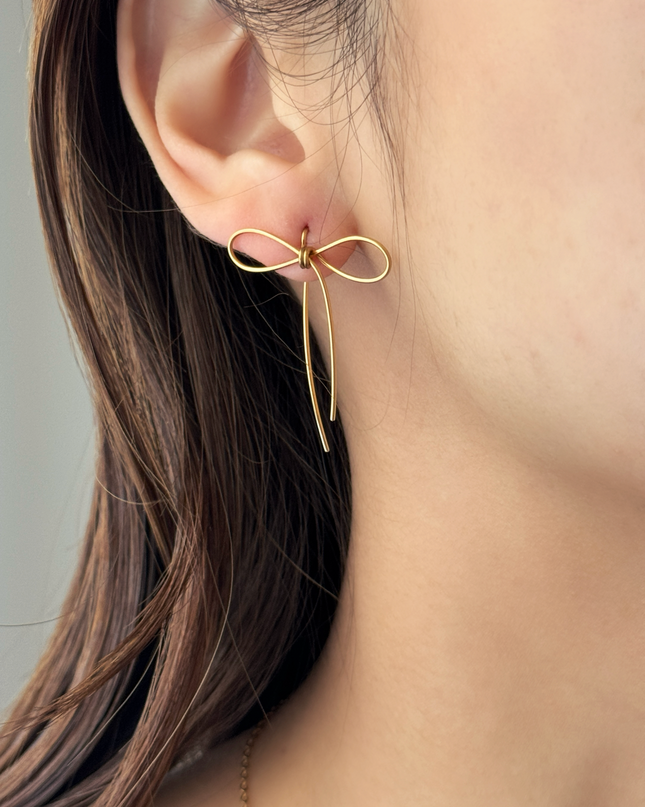 【金属アレルギー対応】リボンピアス DAISY Sサイズ