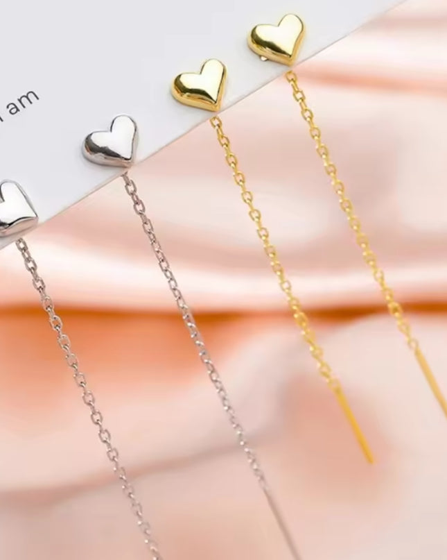 【金属アレルギー対応】ハートチェーンピアス RAVEN