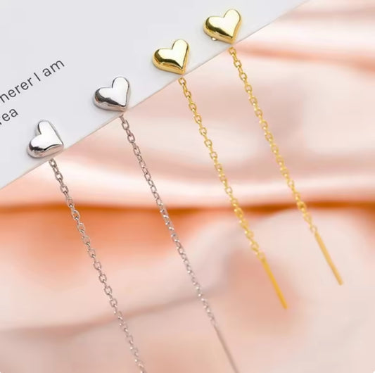 Surgical Stainless Steel 316L Heart Earrings Gold Silver
