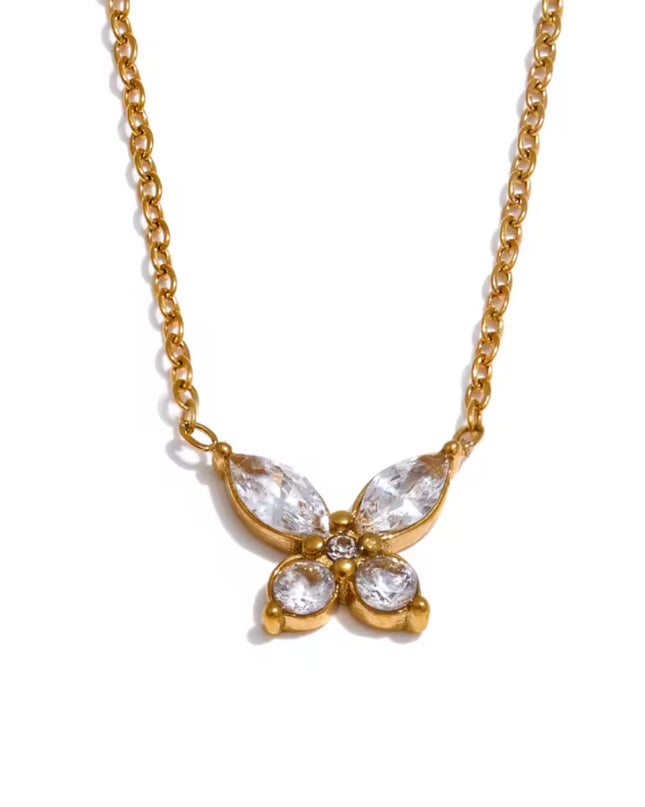 【金属アレルギー対応】 ジルコニアバタフライネックレス LILY