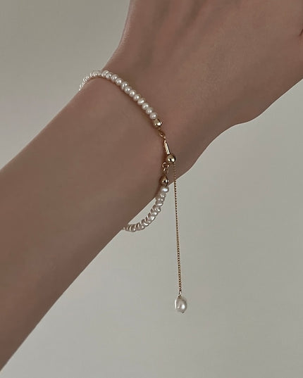 【金属アレルギー対応】サージカルステンレス316L アジャスター付きパールブレスレット