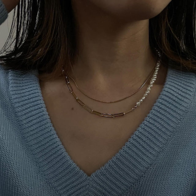 【金属アレルギー対応】スネークチェーン ネックレス ゴールド シルバー