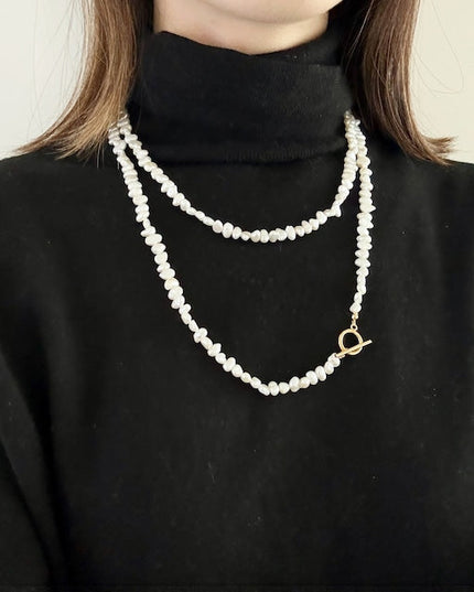 淡水パールロングネックレス マンテル