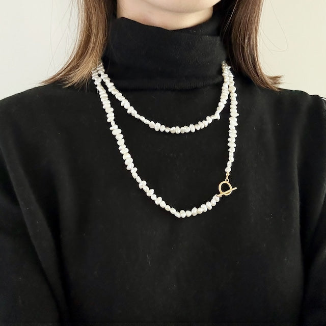 淡水パールロングネックレス マンテル