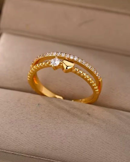 【金属アレルギー対応】ハート ジルコニア リング CHARLOTTE