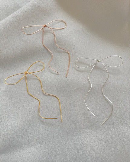 Ribbon earrings, large size, surgical stainless steel