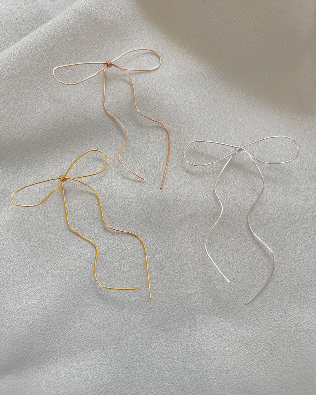 Large Bow Earrings Silver