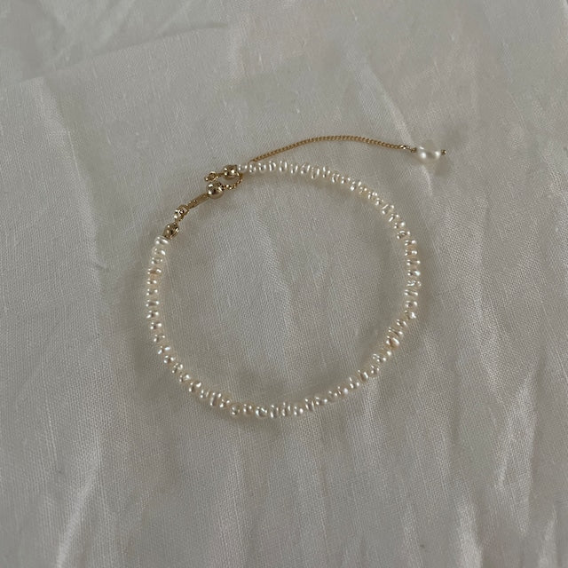 【金属アレルギー対応】サージカルステンレス316L アジャスター付きパールブレスレット