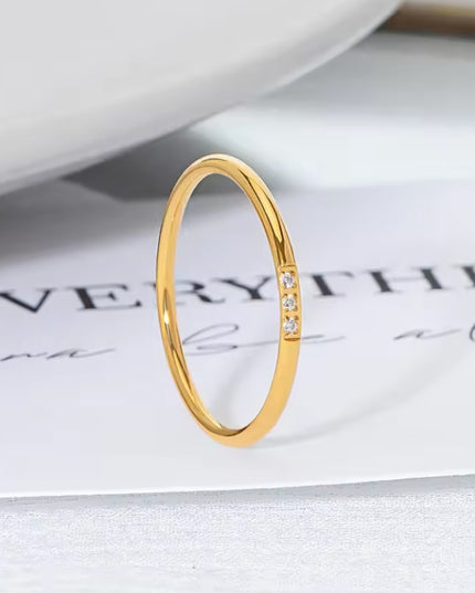 ステンレススチール リング 3石