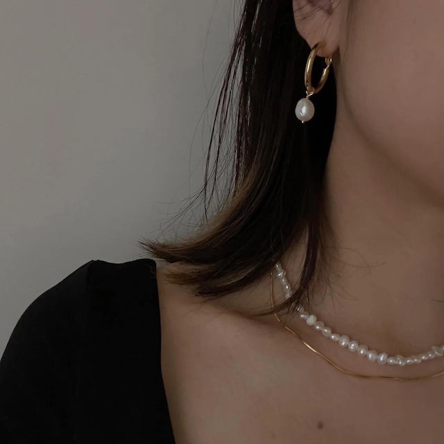 パール フープ イヤリング ゴールド Zoya