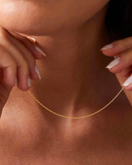 金属アレルギー対応 極細チェーンネックレス ゴールド シルバー サージカルステンレス316L