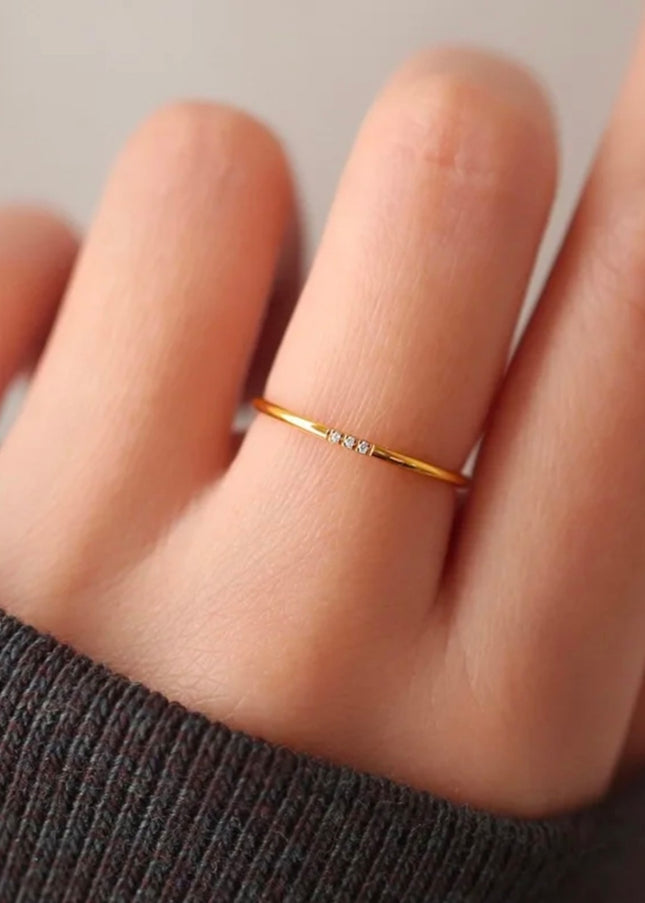 ステンレススチール リング 3石