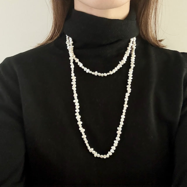 淡水パールロングネックレス マンテル