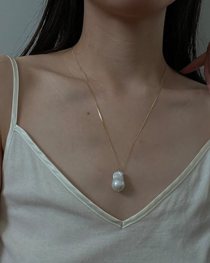 【金属アレルギー対応】大粒 淡水 バロック パール ネックレス Isabella