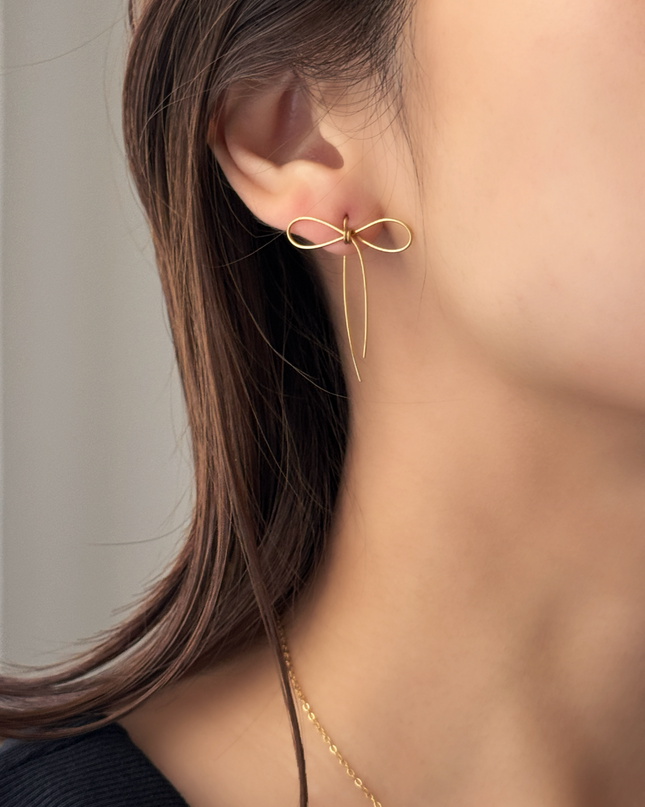 【金属アレルギー対応】リボンピアス DAISY Sサイズ