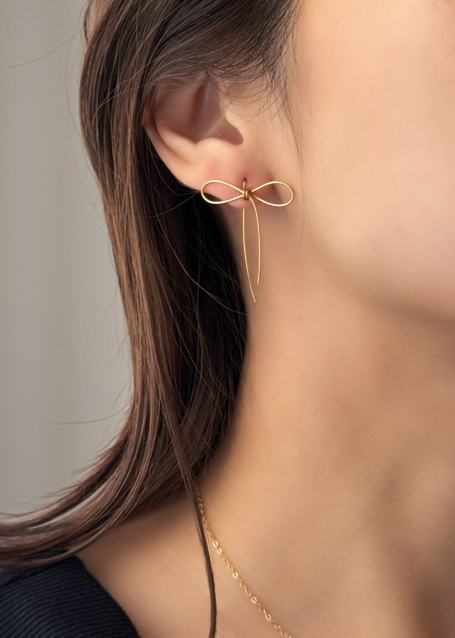 【金属アレルギー対応】リボンピアス DAISY Sサイズ