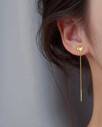 【金属アレルギー対応】ハートチェーンピアス RAVEN