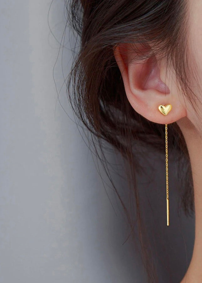 Surgical Stainless Steel 316L Heart Earrings Gold Silver