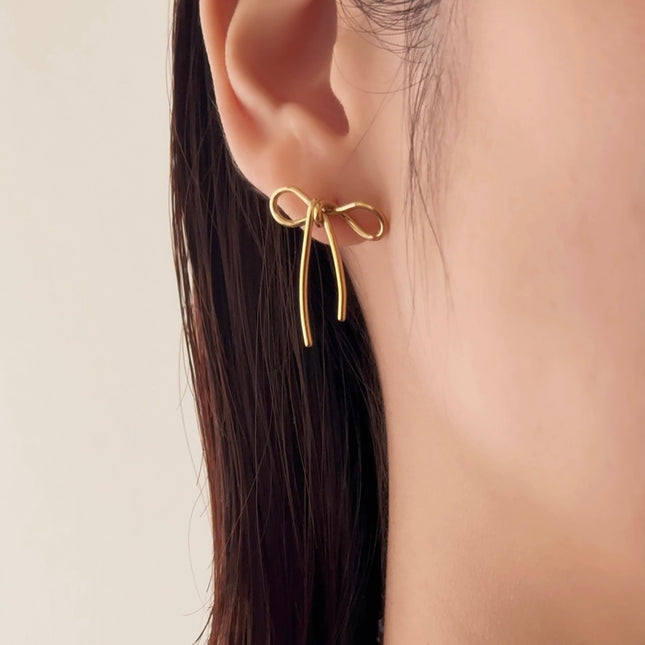 Ribbon earrings, large size, surgical stainless steel