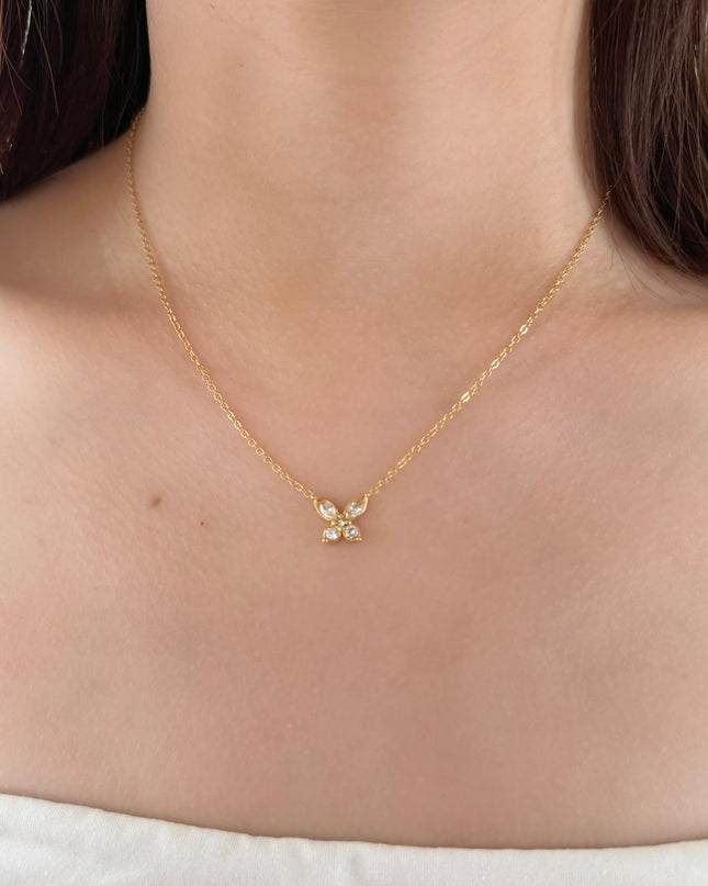 【金属アレルギー対応】 ジルコニアバタフライネックレス LILY