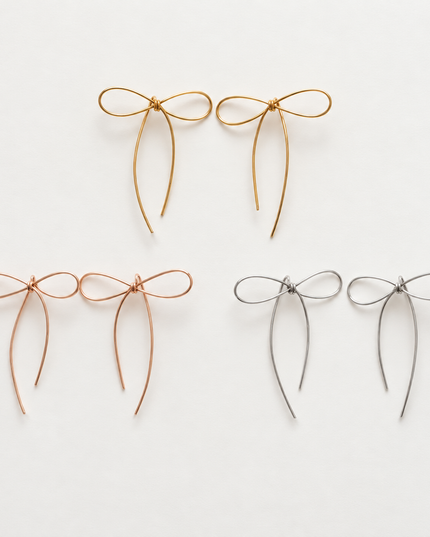 Ribbon earrings, large size, surgical stainless steel