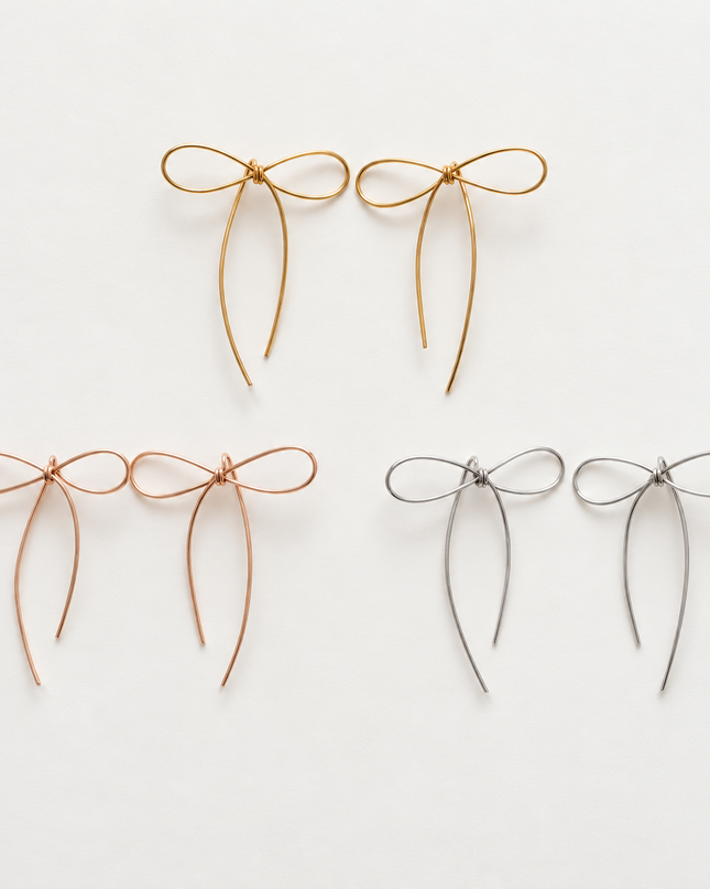 【金属アレルギー対応】リボンピアス DAISY