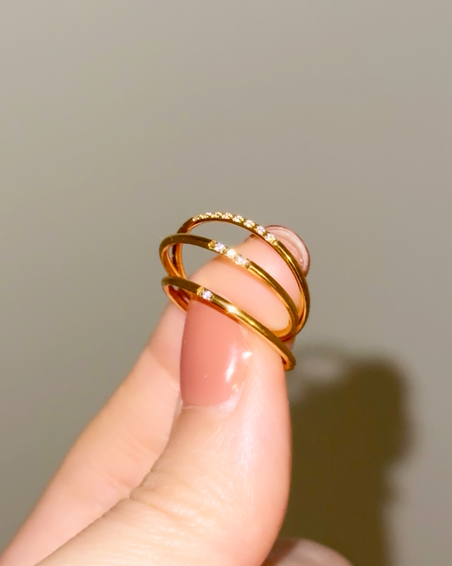 ステンレススチール リング 3石