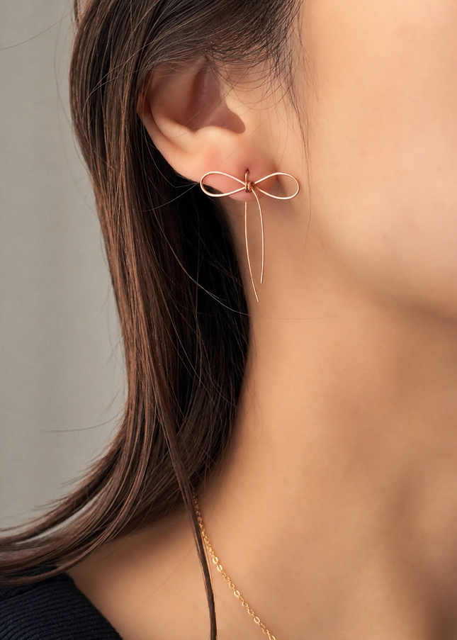 Small DAISY Bow Earrings Rose Gold