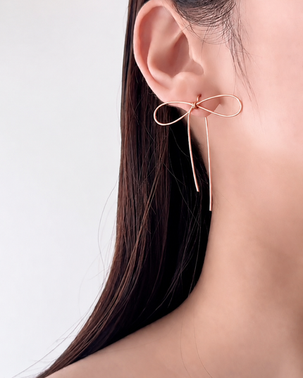 Ribbon earrings, large size, surgical stainless steel