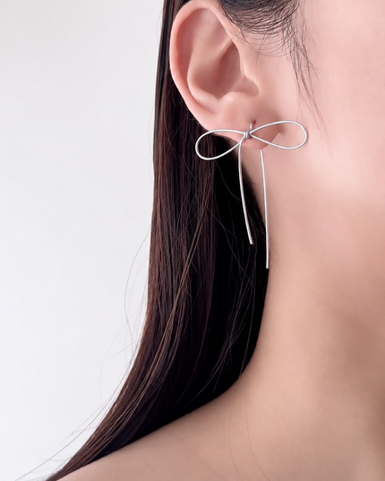 DAISY Bow Earrings Silver