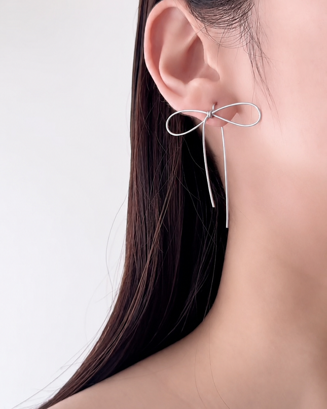 DAISY Bow Earrings Silver