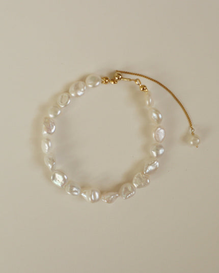 【金属アレルギー対応】サージカルステンレス316L アジャスター付きケシパールブレスレット