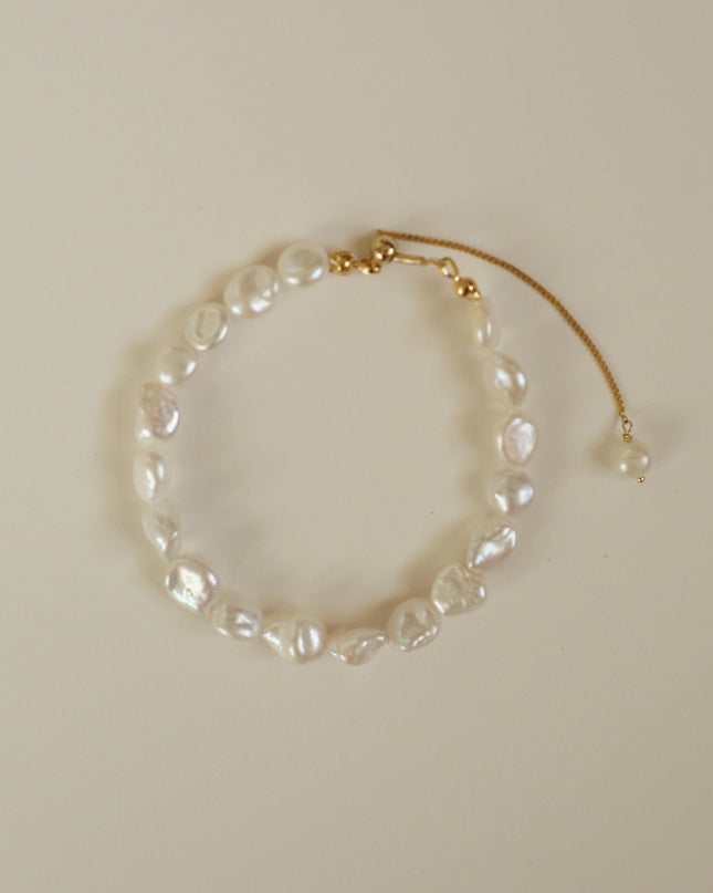 【金属アレルギー対応】サージカルステンレス316L アジャスター付きケシパールブレスレット