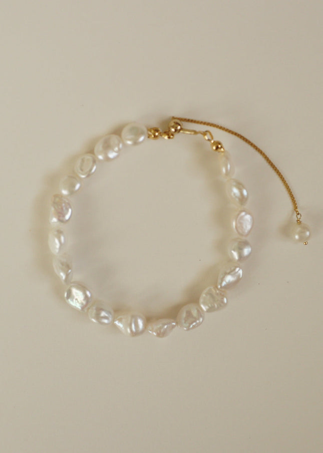 【金属アレルギー対応】サージカルステンレス316L アジャスター付きケシパールブレスレット