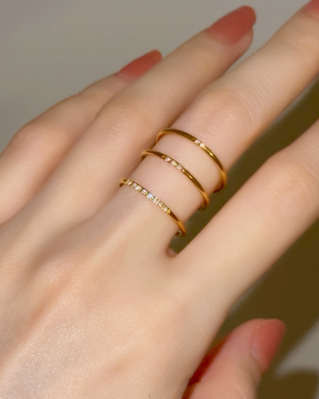 ステンレススチール リング 3石