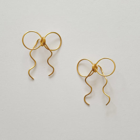 Medium size ribbon earrings, surgical stainless steel