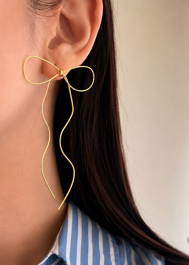 Large Bow Earrings Gold