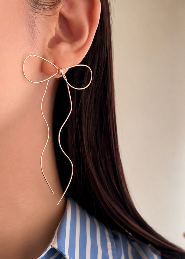 Large Bow Earrings Rose Gold