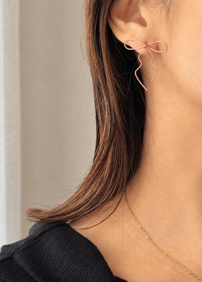 LILY Bow Earrings Rose Gold