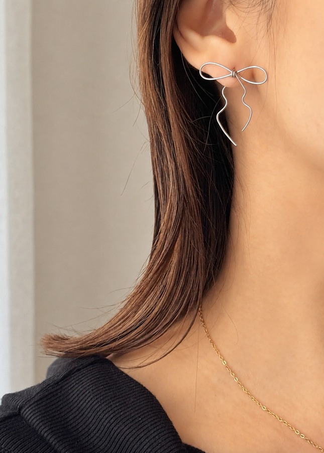 LILY Bow Earrings Silver