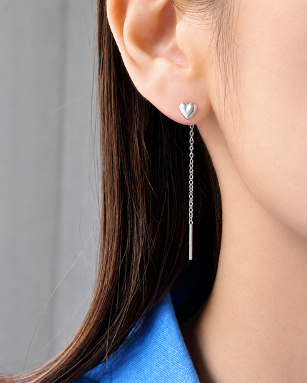 【金属アレルギー対応】ハートチェーンピアス RAVEN