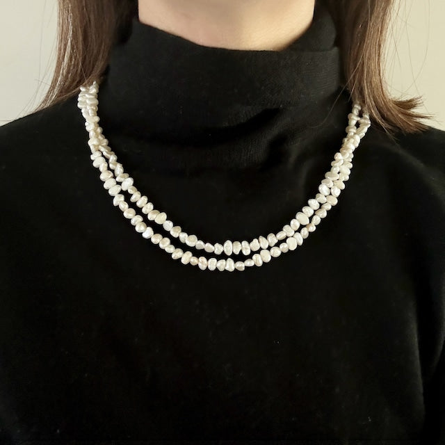 淡水パールロングネックレス マンテル