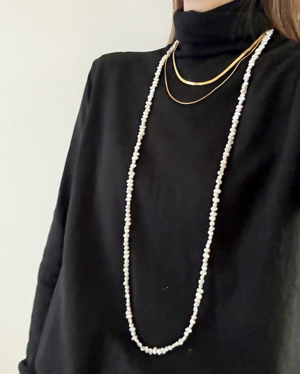 淡水パールロングネックレス マンテル
