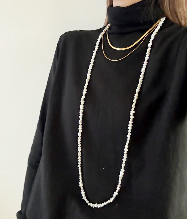 淡水パールロングネックレス マンテル
